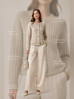 Elegant And Fashionabe Women's Cream Color Cardigan.